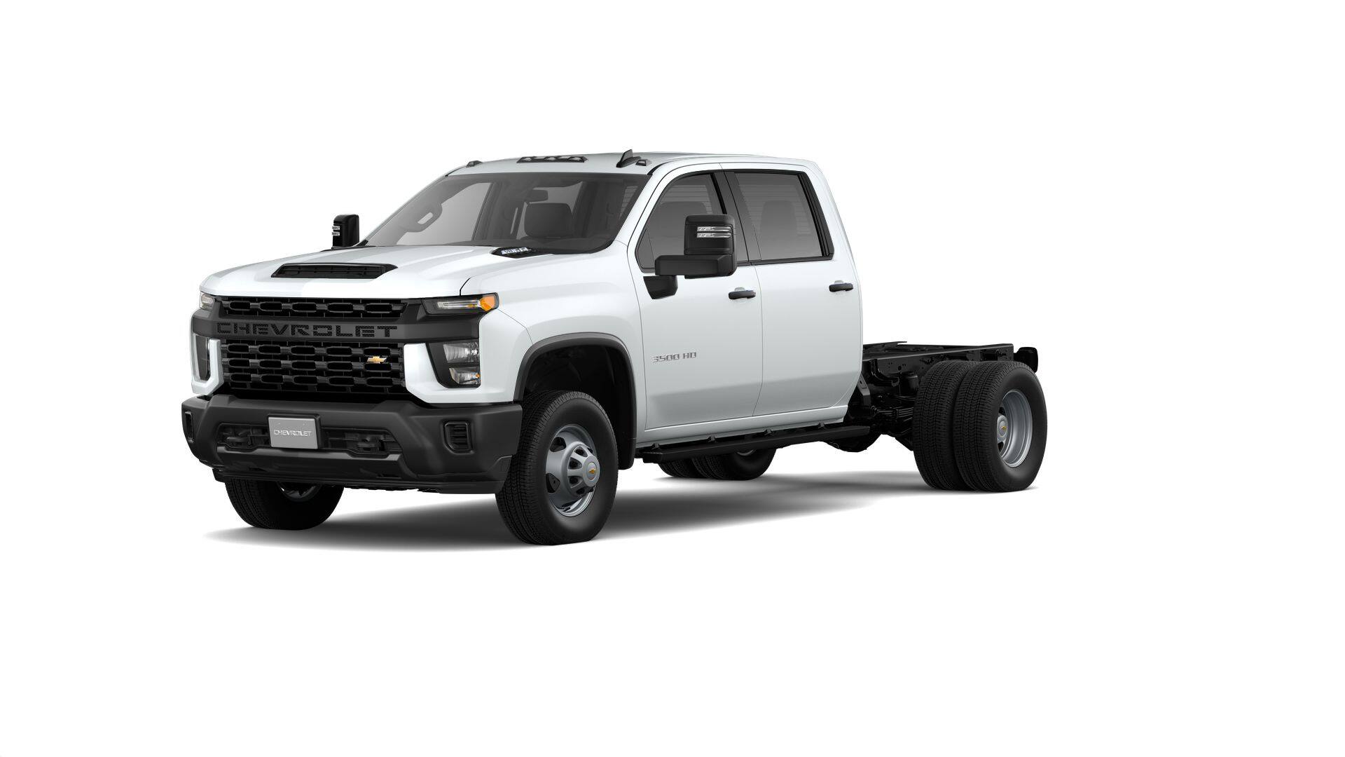 2026 Chevrolet Silverado 3500 HD Chassis Cab Work Truck in Summit White — front three-quarter view