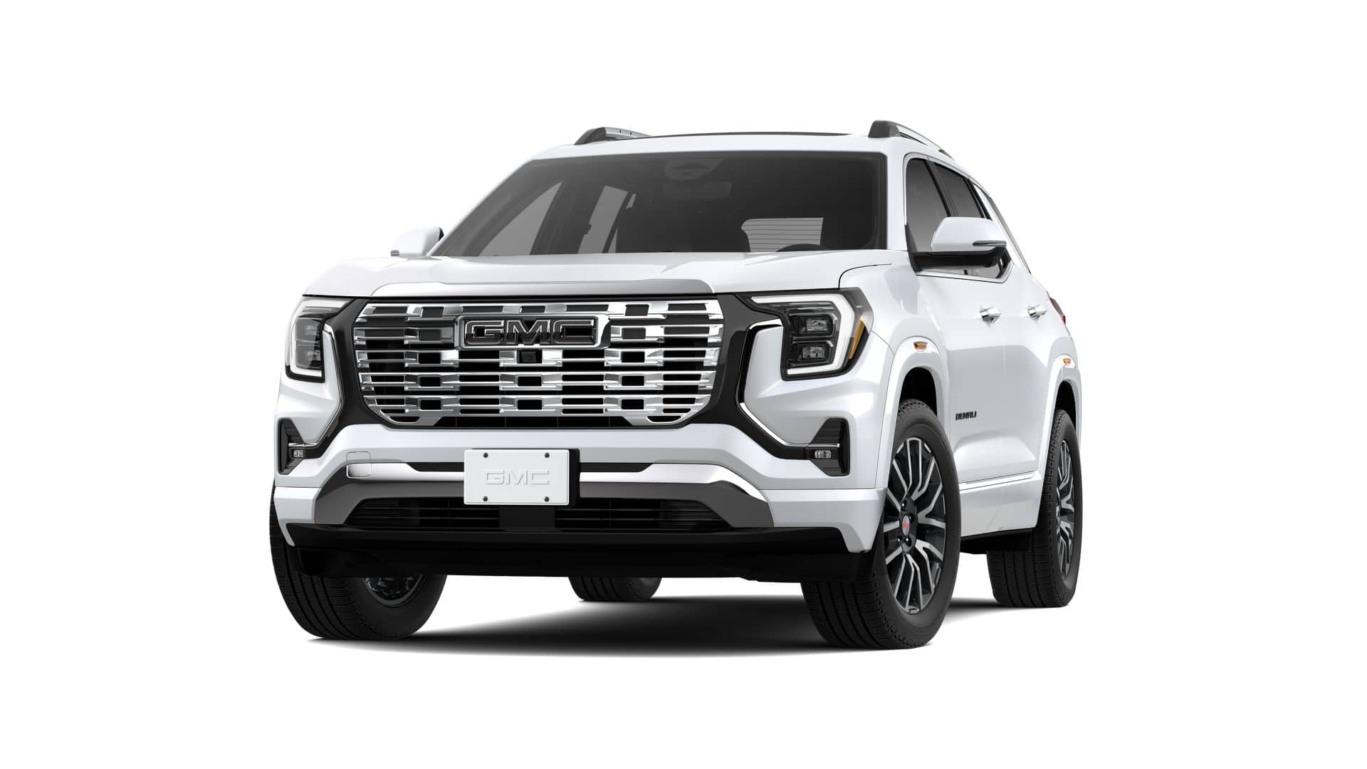 2026 GMC Terrain Denali in Glacier White Tricoat — front three-quarter view